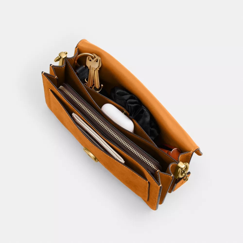 Tabby Shoulder Bag 26 - Suede/Brass/Marigold