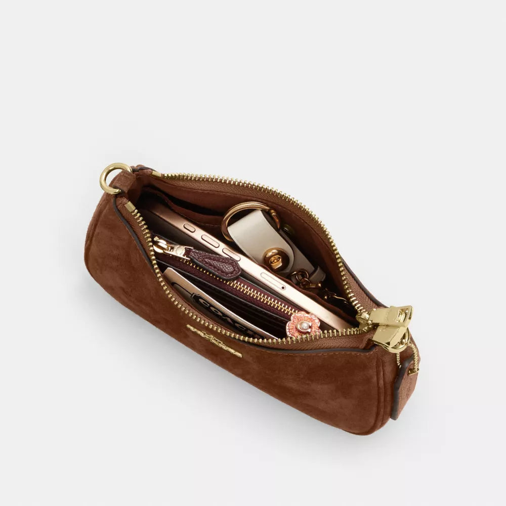 Teri Mini Crossbody Bag - Suede/Gold/Warm Brown