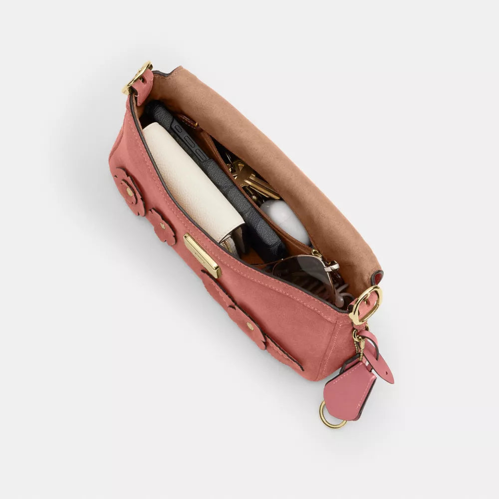 Etta Small Flap Shoulder Bag With Floral Appliquﾨﾦ - Gold/Blush Pink