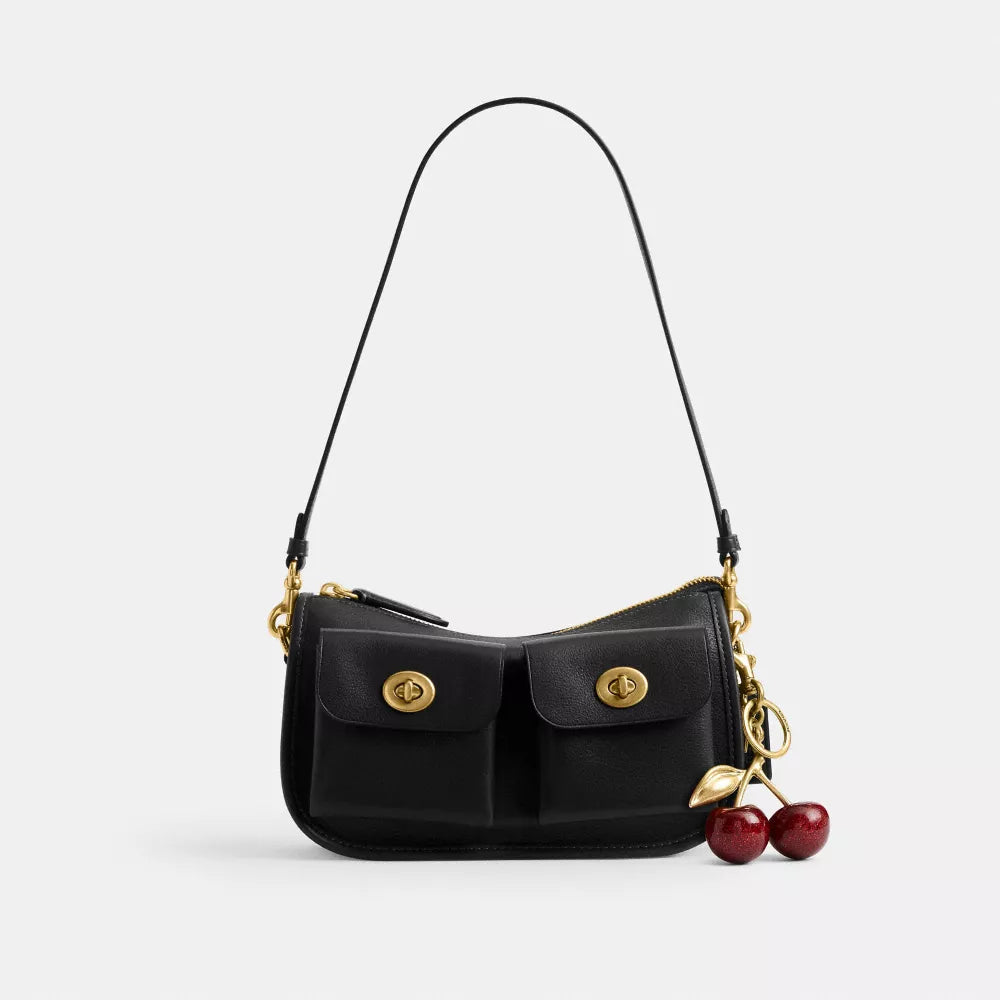 Twin Turnlock Waverly Bag - Natural Grain Leather/Brass/Black