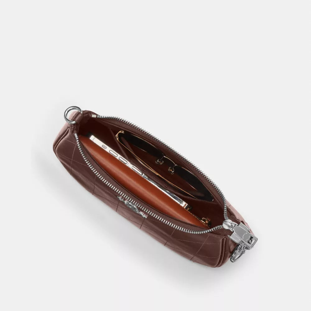 Teri Shoulder Bag With Quilting - Smooth Leather/Silver/Maple