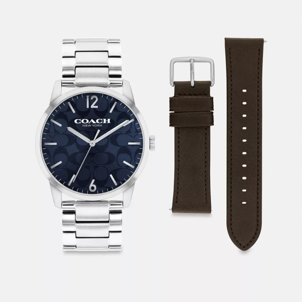 Keane Watch Gift Set, 39MM - Stainless Steel/ Saddle
