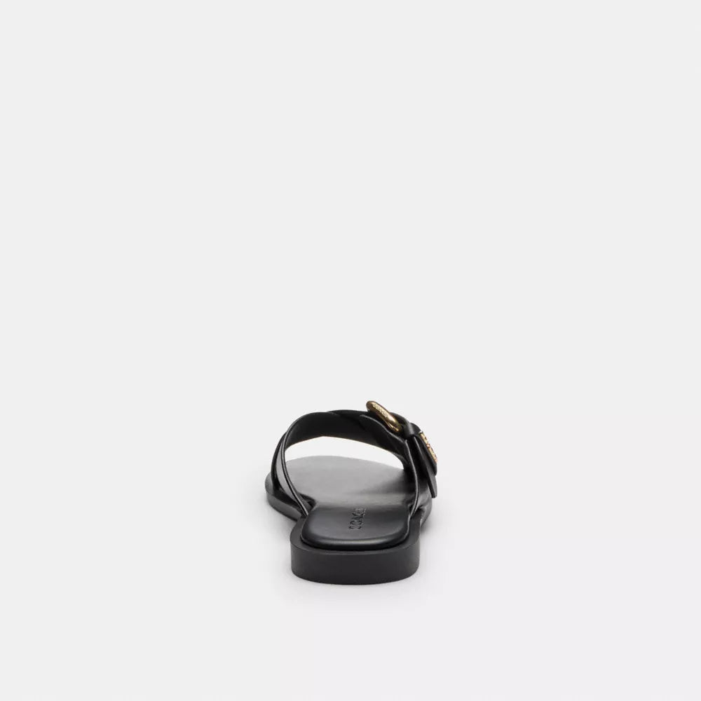 Crisscross Buckle Sandal - Coated Canvas/Black