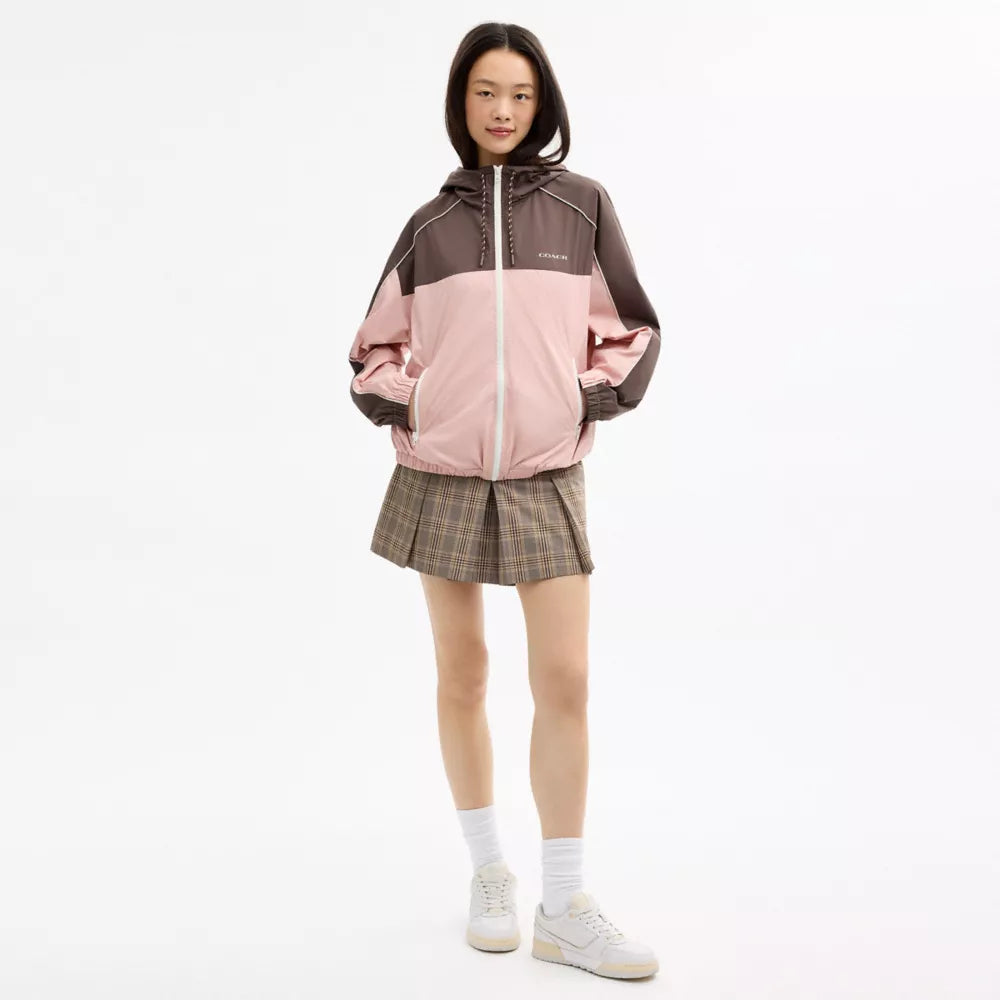 Hooded Windbreaker - Chestnut/Soft Pink