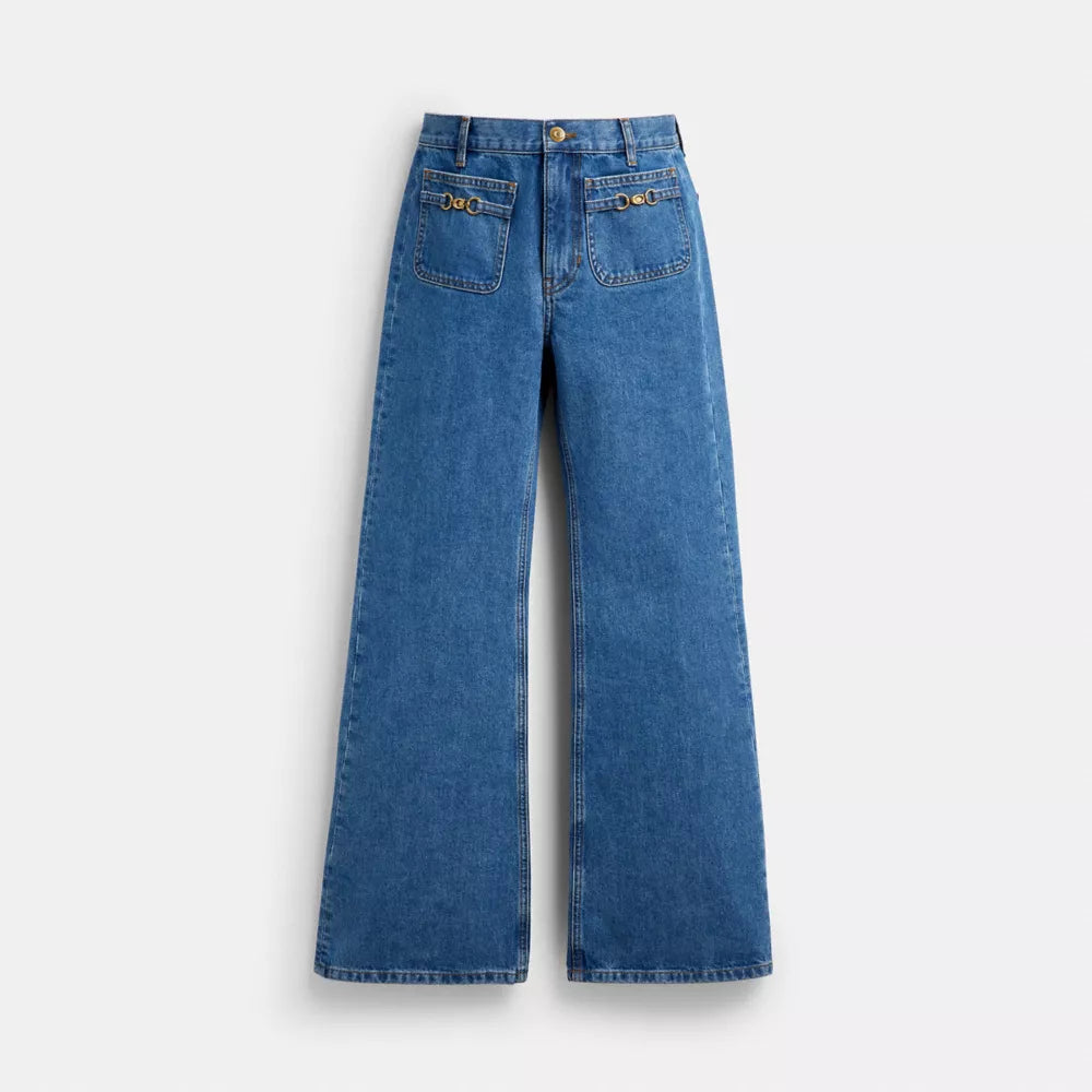 Sculpted C Denim Pants In Organic Cotton - MEDIUM BLUE