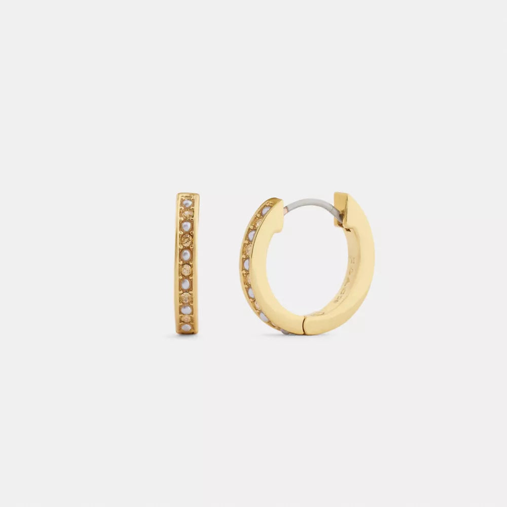 Pearl Huggie Earrings - Gold