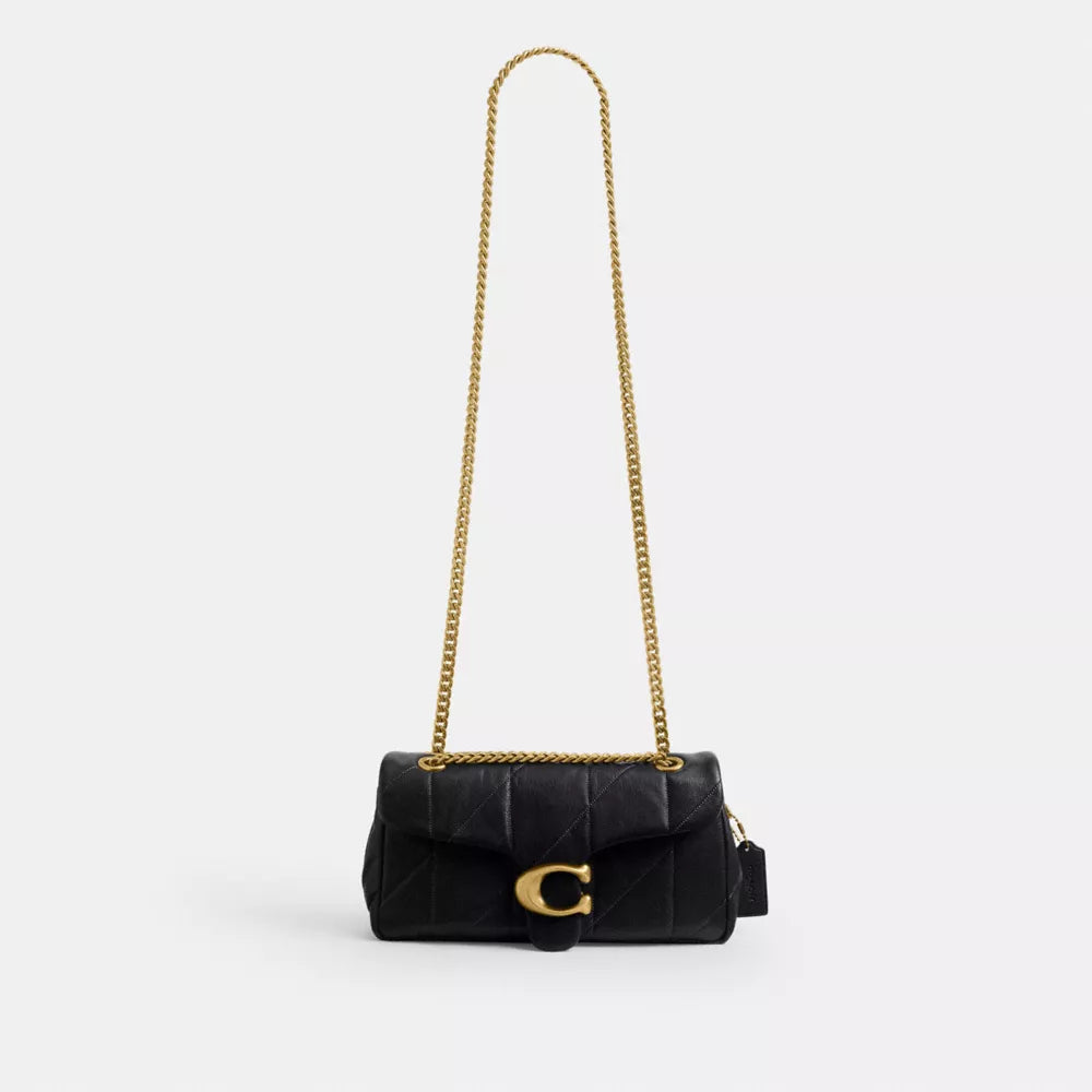 Tabby Shoulder Bag 26 With Quilting - Brass/Black