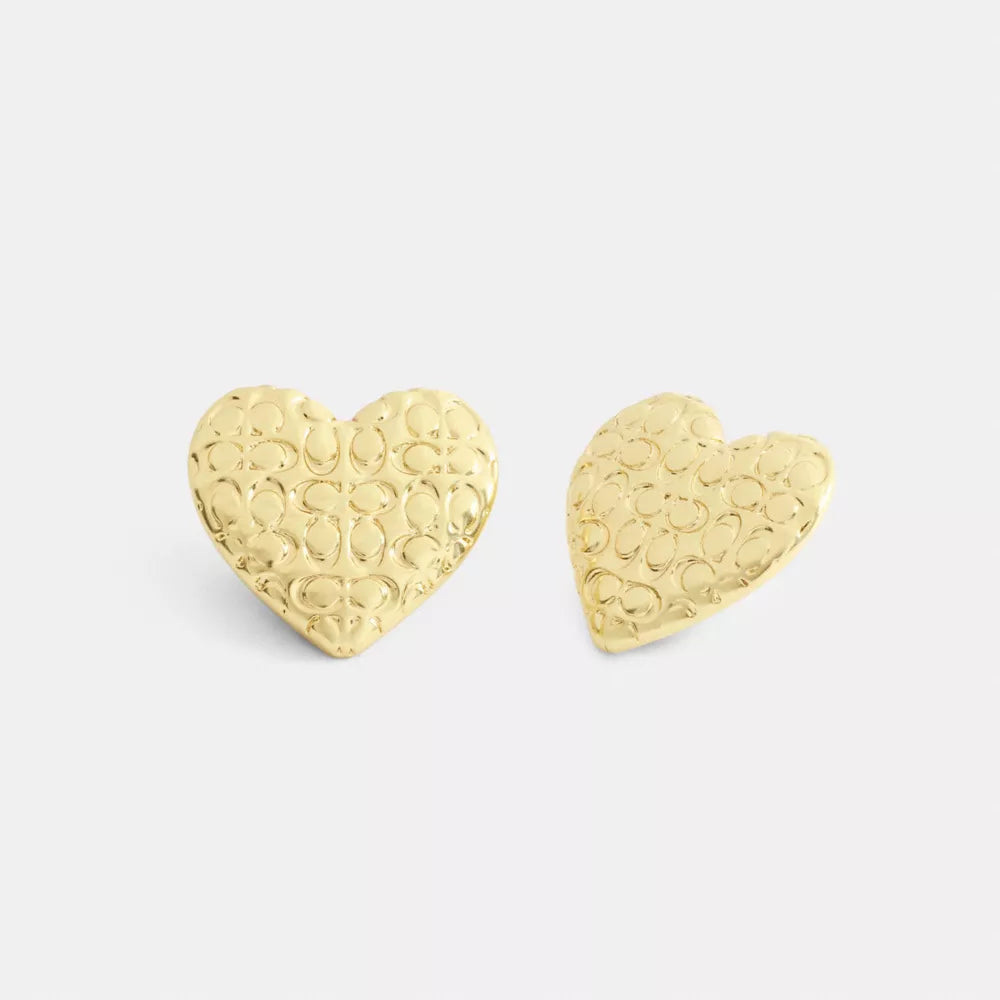 Signature Heart Statement Earrings - Gold