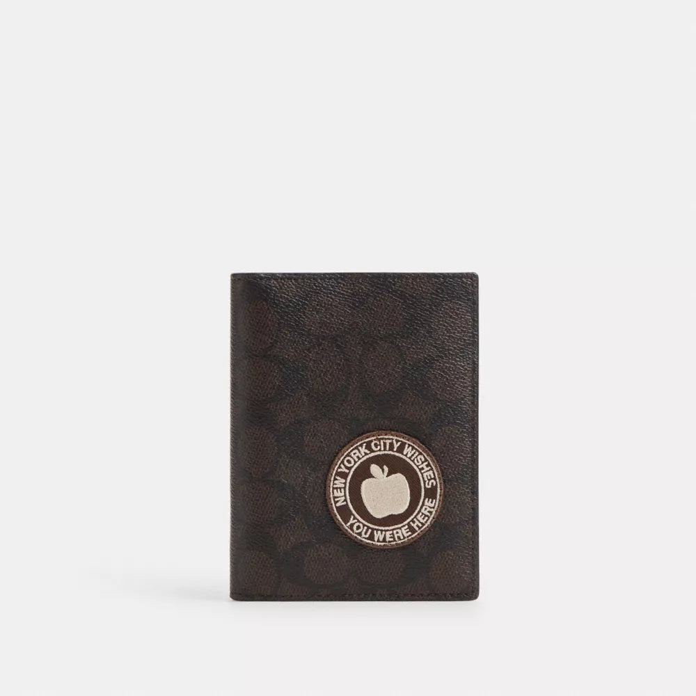 Passport Card Case In Signature Canvas With Patches - Signature Canvas/SV/Walnut/Black