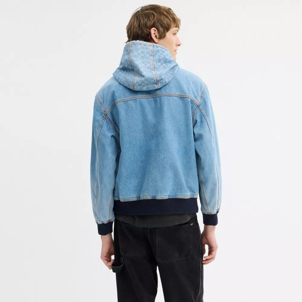 Signature Denim Zip Jacket - Medium Wash
