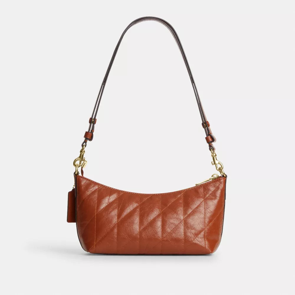 Caitlin Shoulder Bag With Quilting And Charm - Gold/Cinnamon