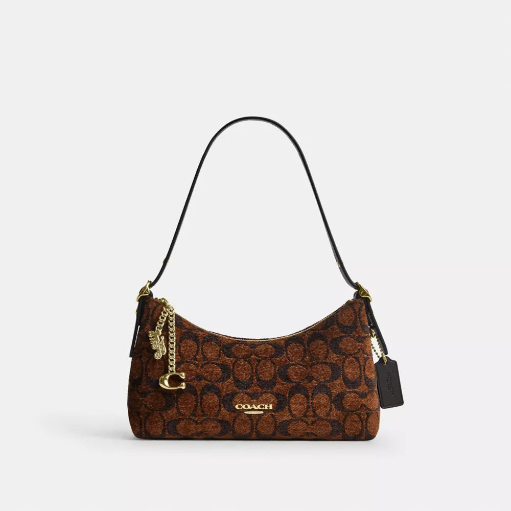 Emeilia Shoulder Bag In Signature Chenille - Signature Chenille/Gold/Truffle