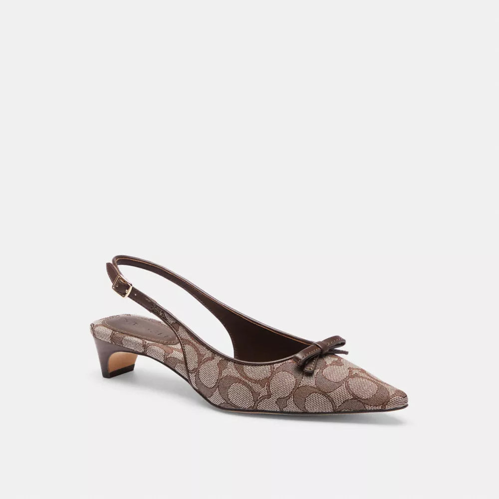 Bow Slingback Heel In Signature Jacquard - Oak/Maple