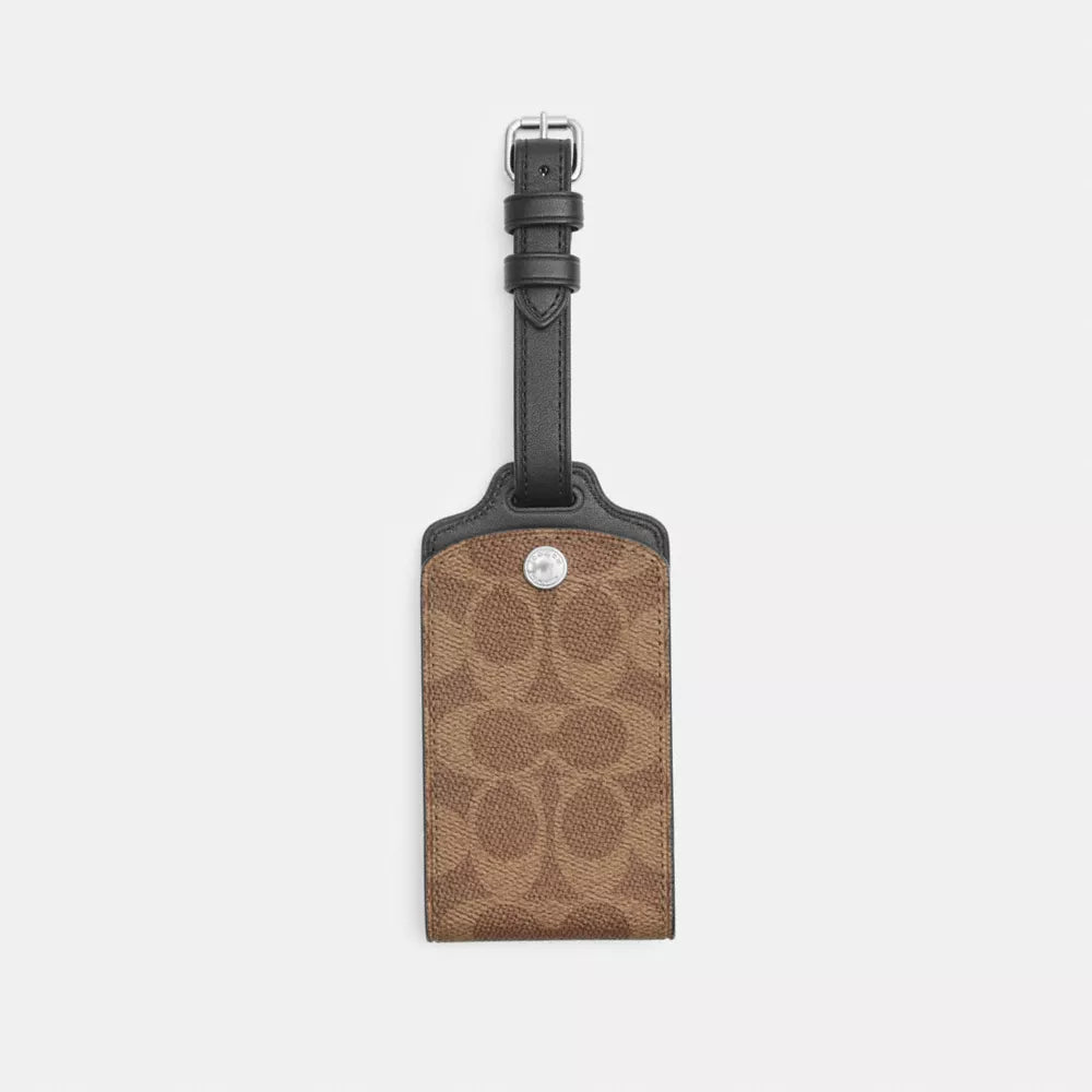Luggage Tag In Signature Canvas - Signature Canvas/Silver/Tan/Black