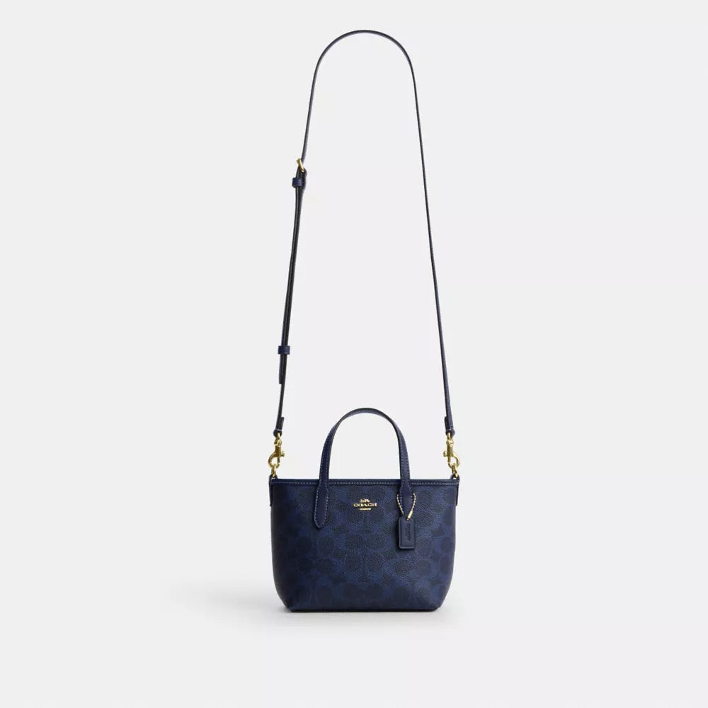 City Mini Tote Bag In Signature Canvas - Signature Canvas/Gold/Navy