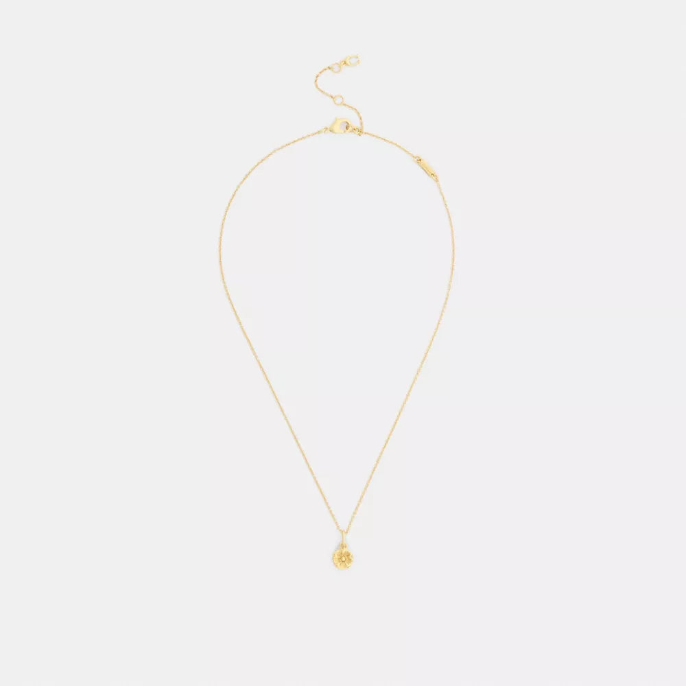Tea Rose Solitaire Pendant Necklace - Gold
