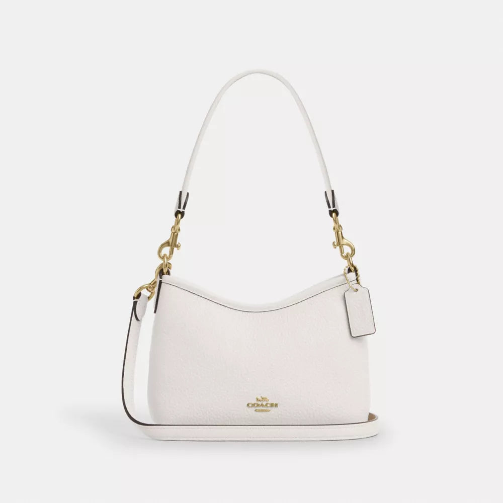 Laurel Small Shoulder Bag - Pebbled Leather/Gold/Chalk