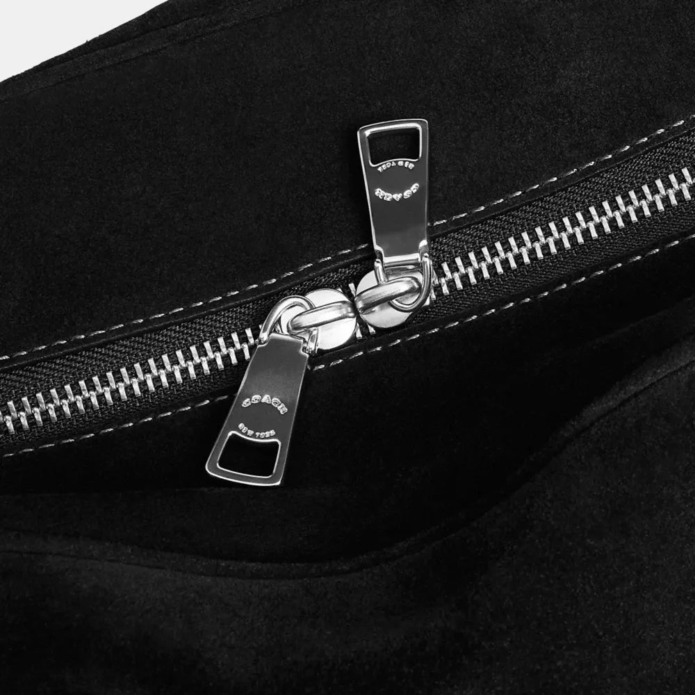 Sydney Shoulder Bag - Suede/Silver/BLACK