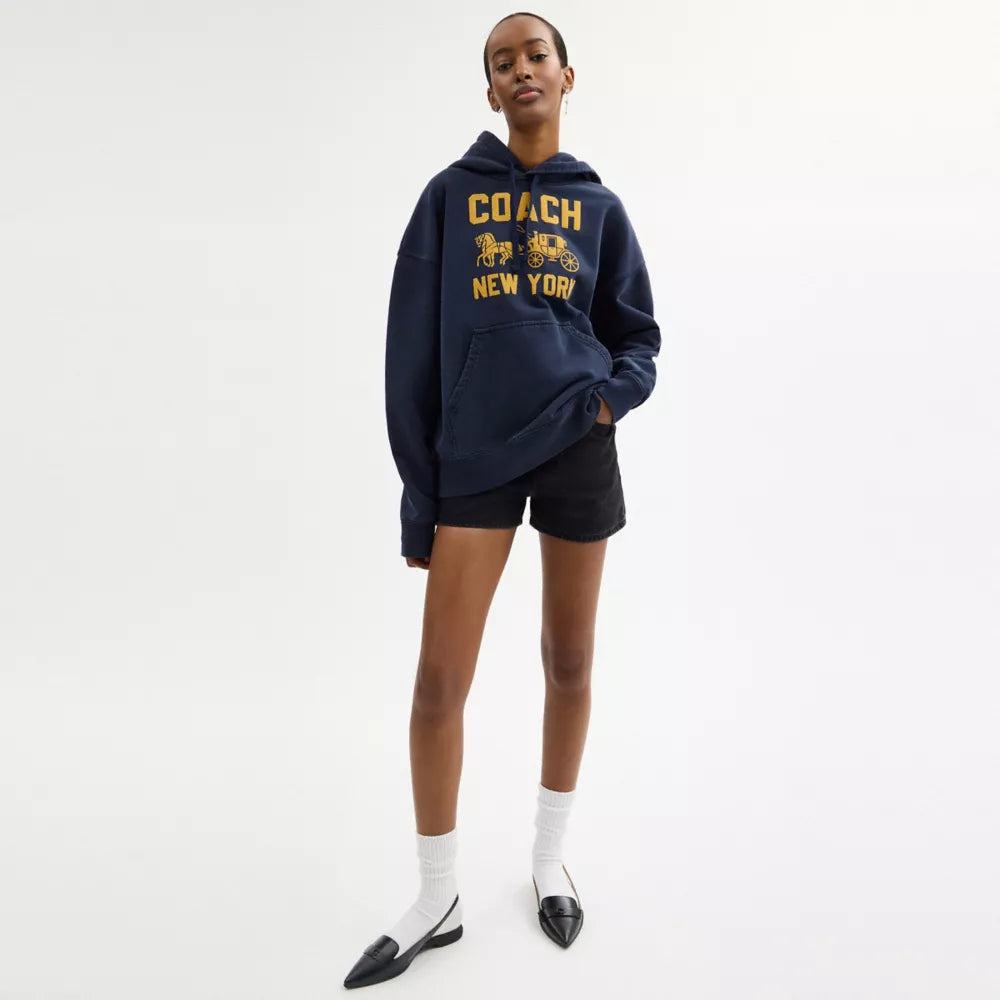 Horse And Carriage Hoodie - Navy Blue