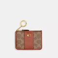 Essential Mini ID Card Case In Signature Canvas - Coated Canvas/Brass/Tan Caramel