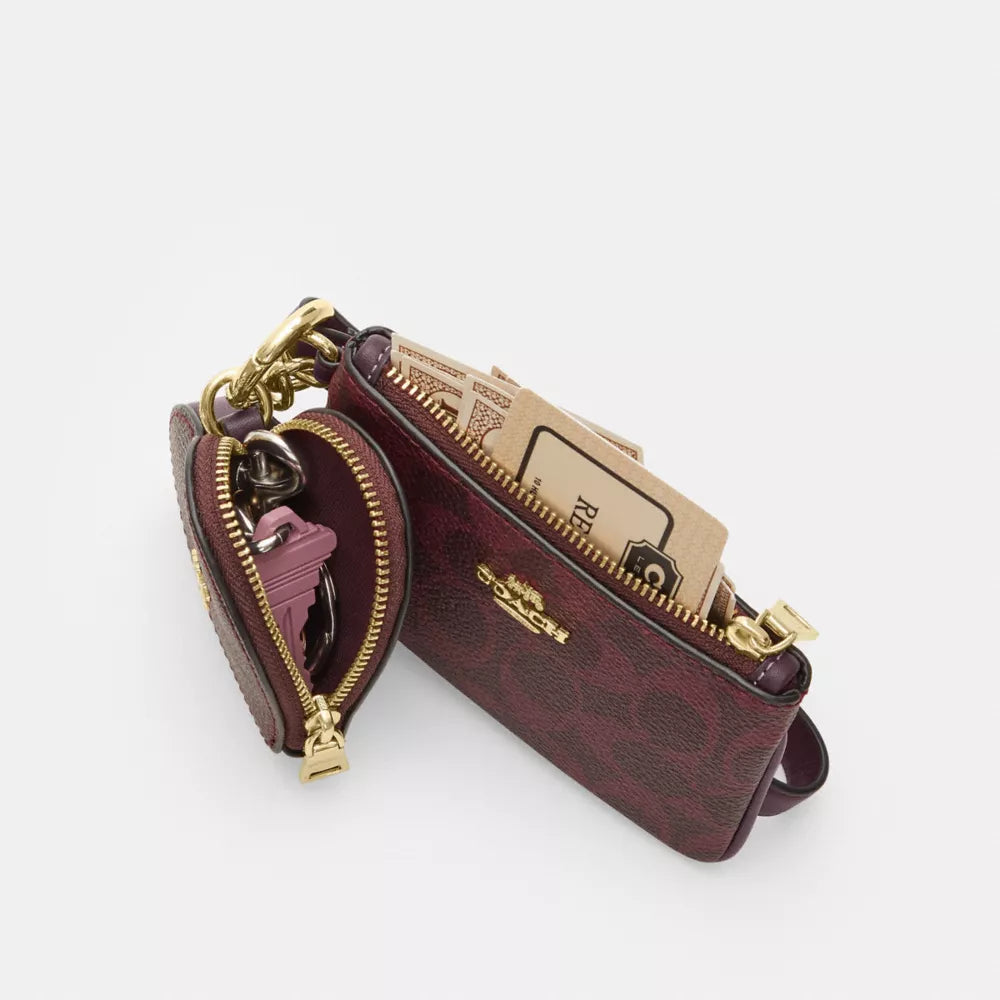 Wristlet And Heart Pouch In Signature Canvas - Signature Canvas/Gold/Black Currant