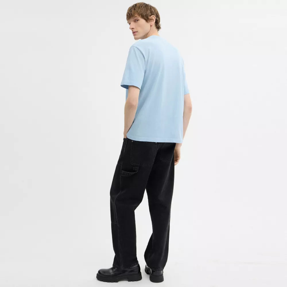 Sun Fade Easy T-Shirt In Organic Cotton - Cerulean Light Blue