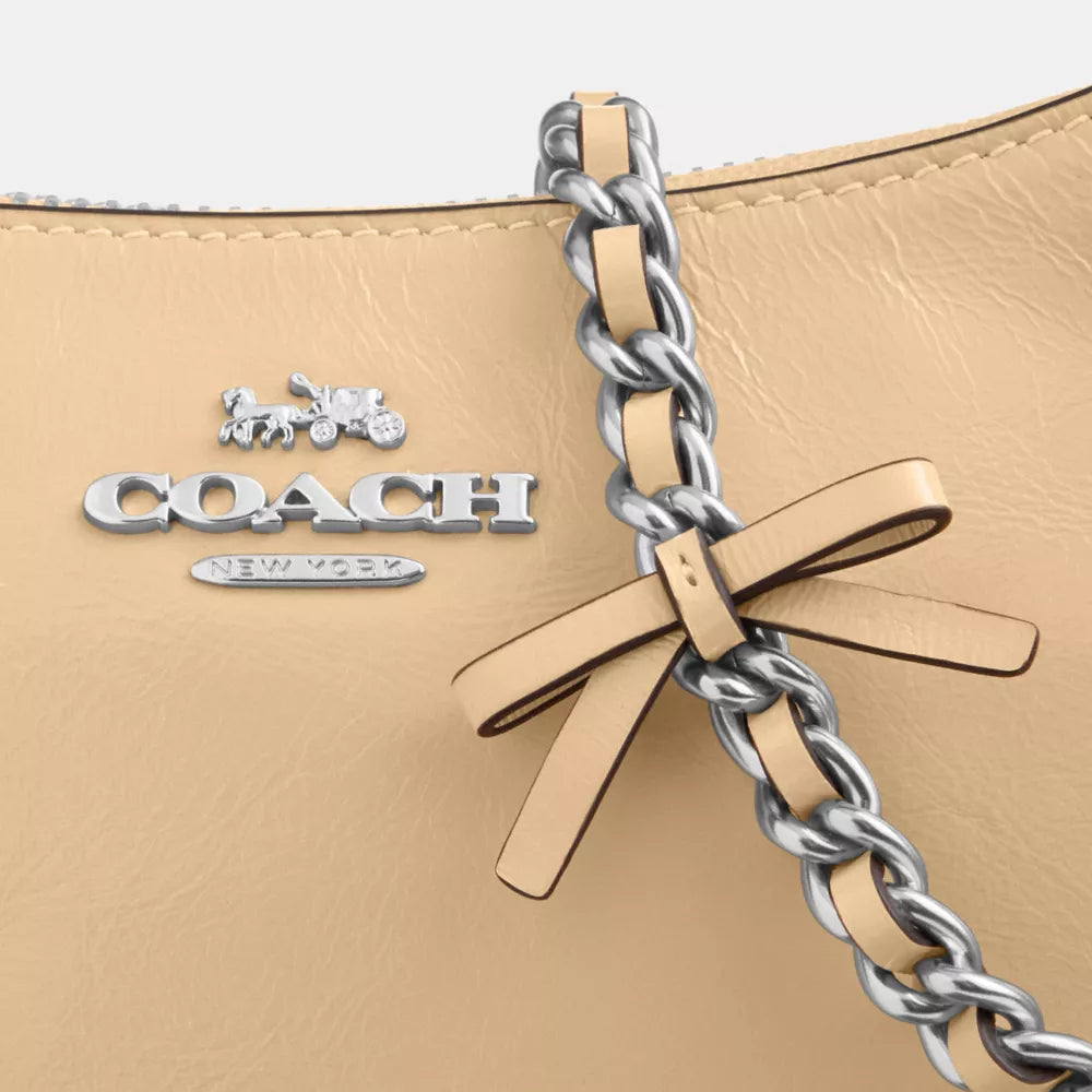Teri Mini Crossbody Bag With Bows - Crinkle Leather/Silver/Light Sand