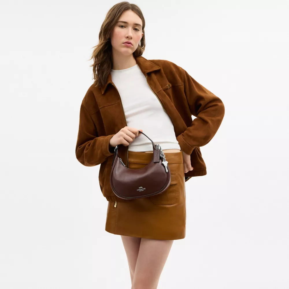 Emily Shoulder Bag - Crinkle Leather/Silver/Maple