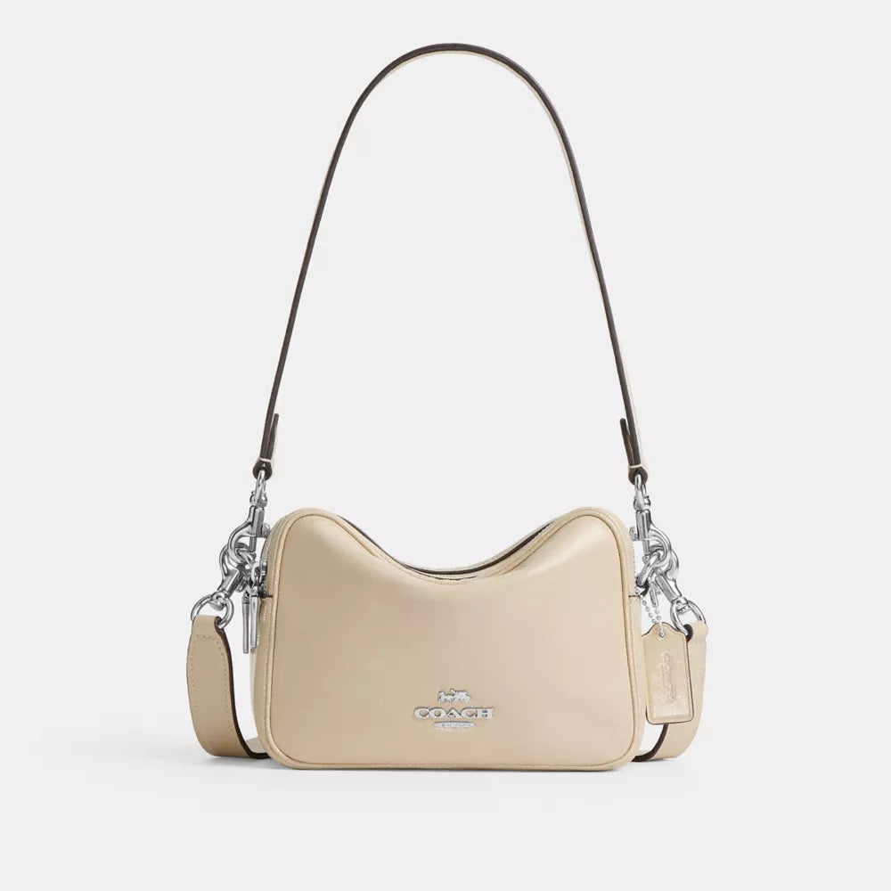 Mini Carey Crossbody Bag - Glazed Leather/Silver/IVORY