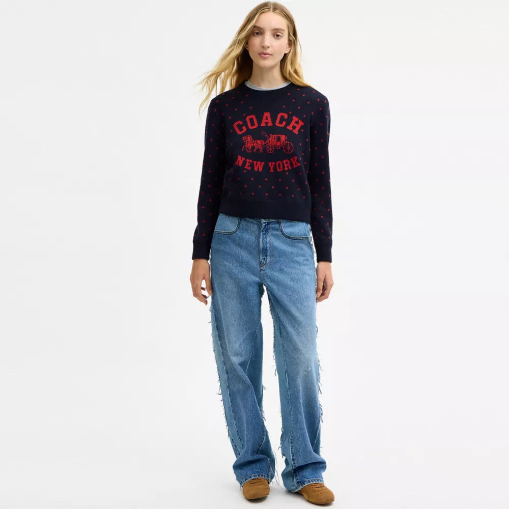 Coach Double Face Crewneck Sweater - Navy