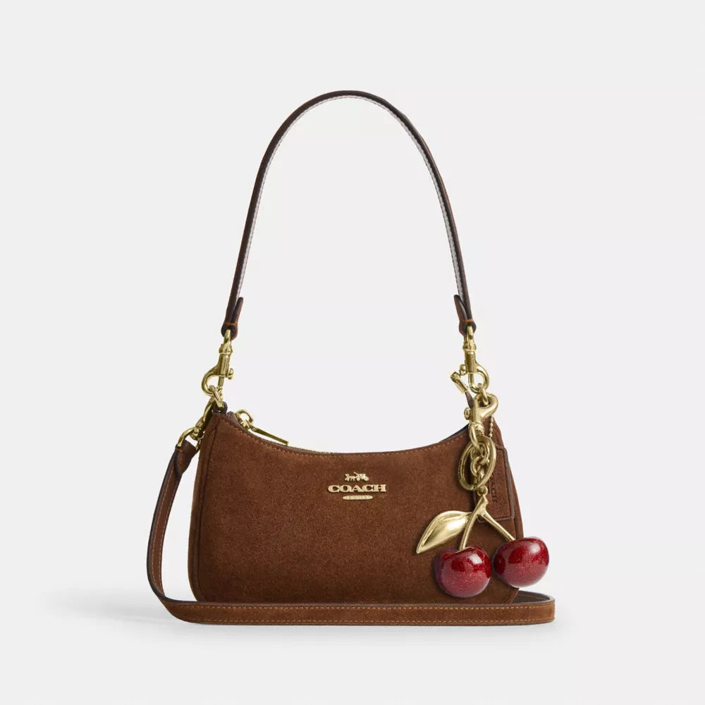 Teri Mini Crossbody Bag - Suede/Gold/Warm Brown