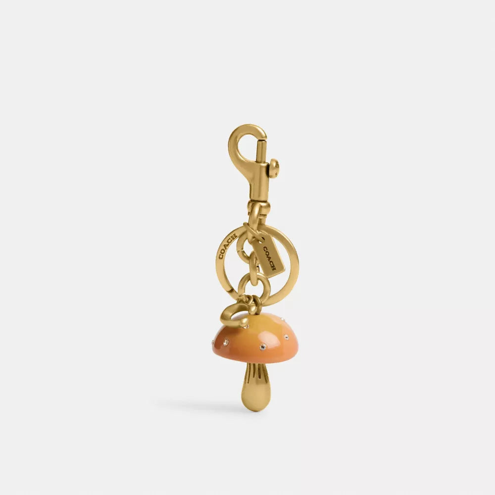 Mushroom Bag Charm - Resin/Brass/Mustard