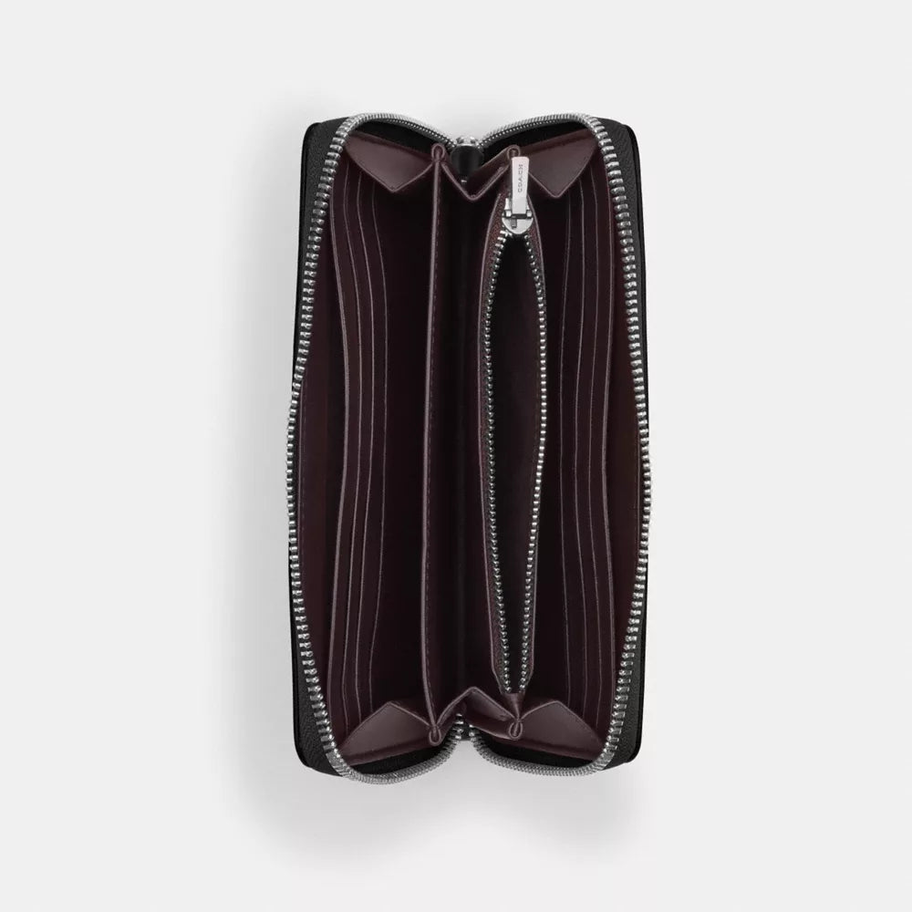 Long Zip Around Wallet - Silver/BLACK
