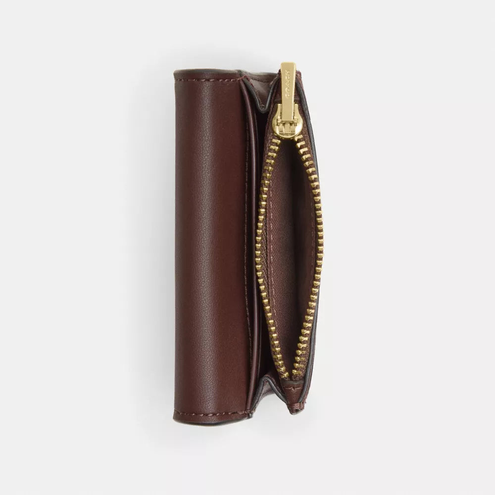 Flap Card Case - Embossed Crocodile/Gold/Maple