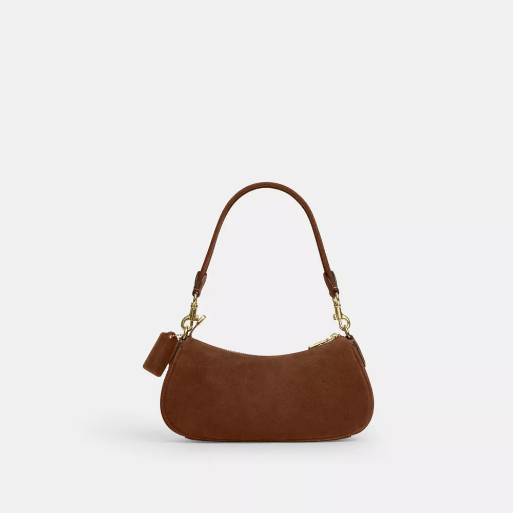 Ashton Shoulder Bag - Suede/Gold/Warm Brown