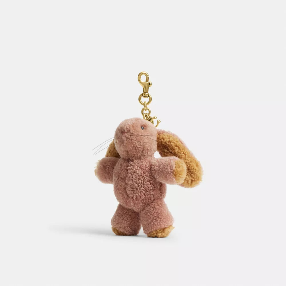 Floppy Bag Charm In Shearling - Shearling/Brass/Multi