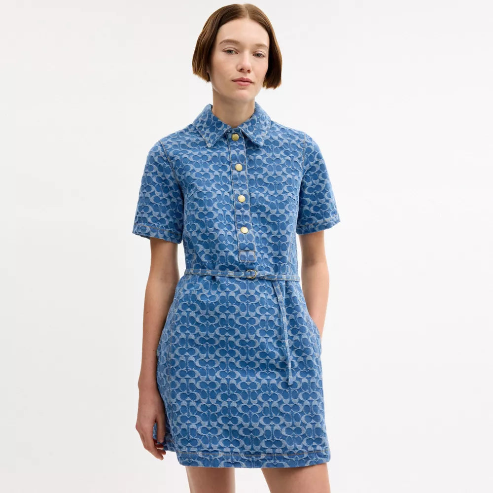 Signature Denim Dress In Organic Cotton - Medium Blue