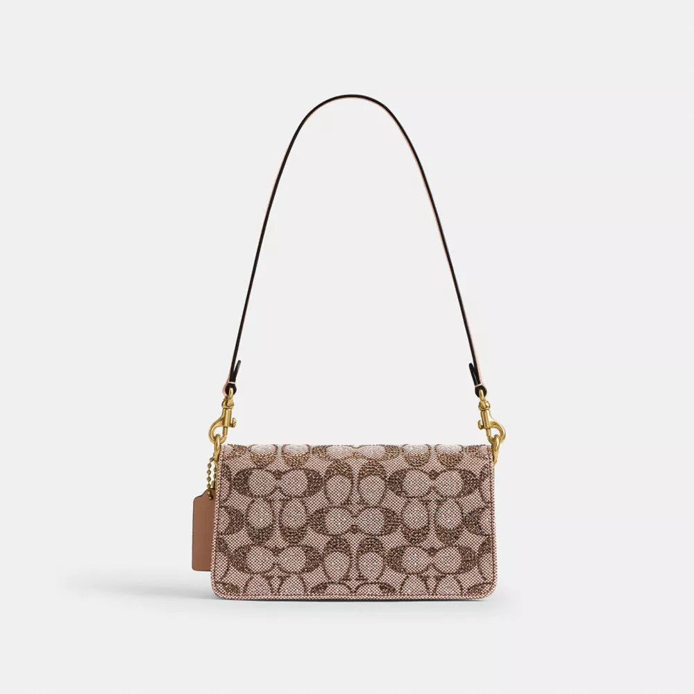 Soft Tabby Shoulder Bag 20 In Crystal Signature Jacquard - Signature Jacquard/Brass/Mushroom