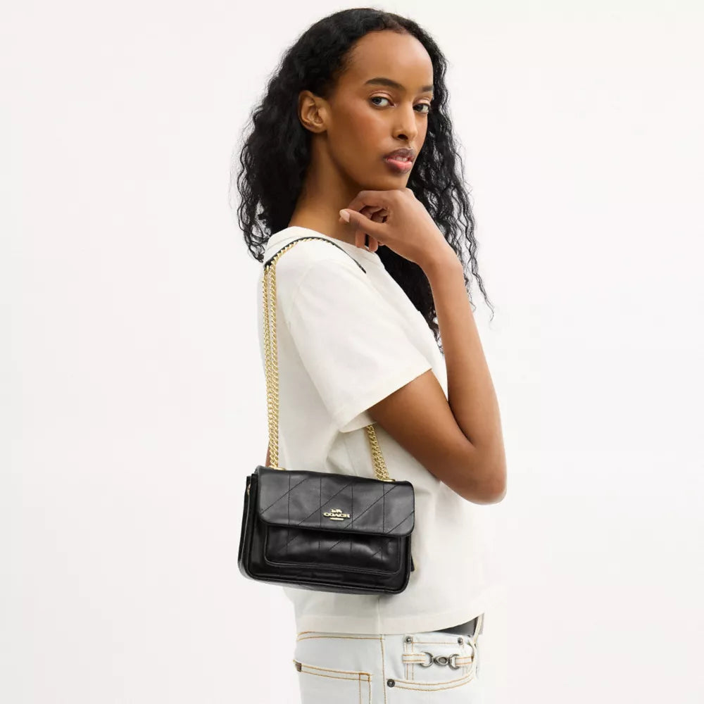 Elodie Crossbody Bag 18 With Quilting - Gold/Black