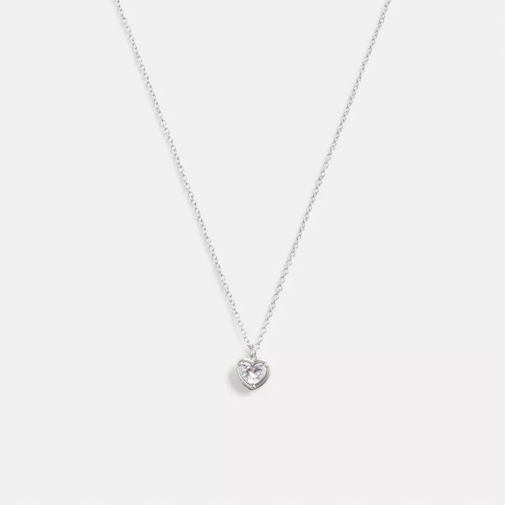 Halo Heart Pendant Necklace - Silver