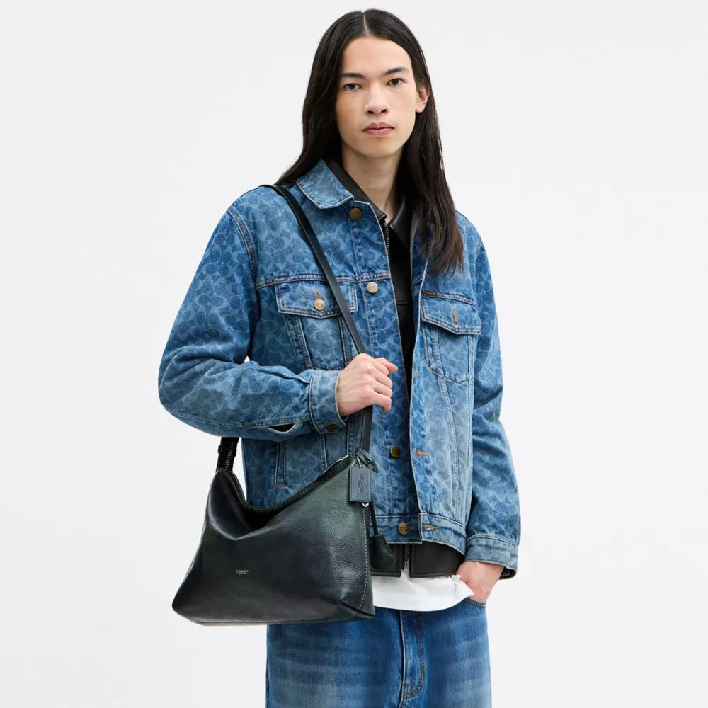 Mott Messenger Bag 33 - Pebbled Leather/Navy/Green