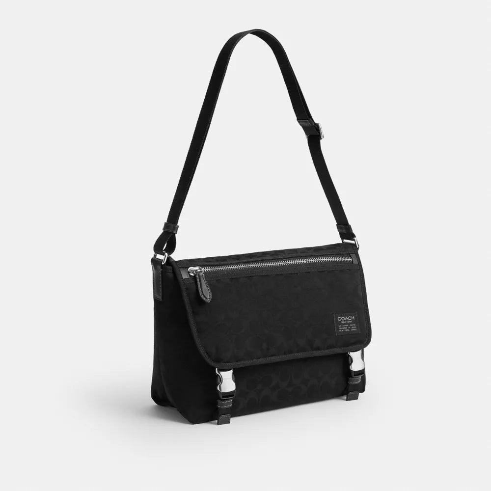 Lane Messenger In Signature Nylon - Black