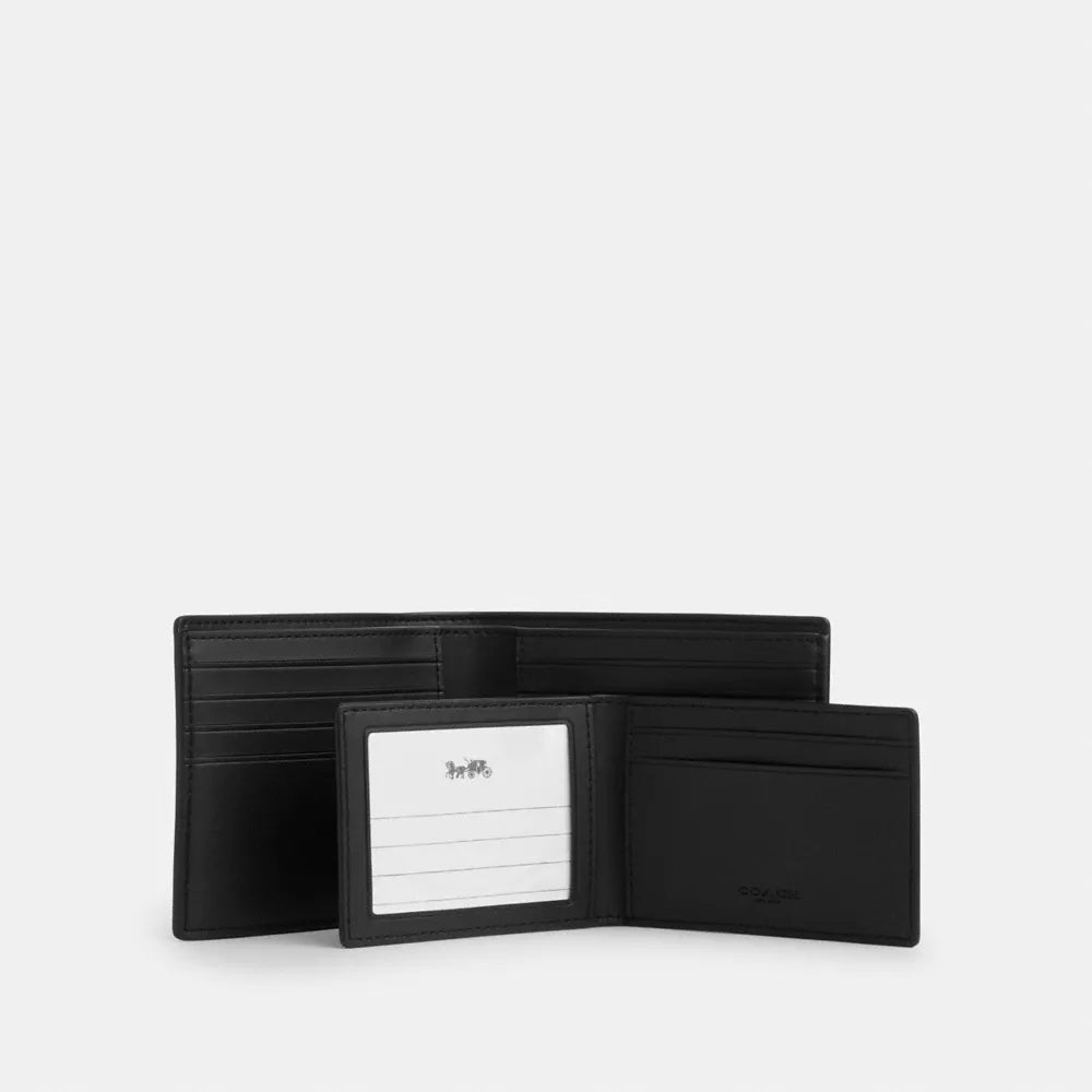 3-In-1 Wallet In Signature Canvas With Patches - Signature Canvas/SV/Walnut/Black