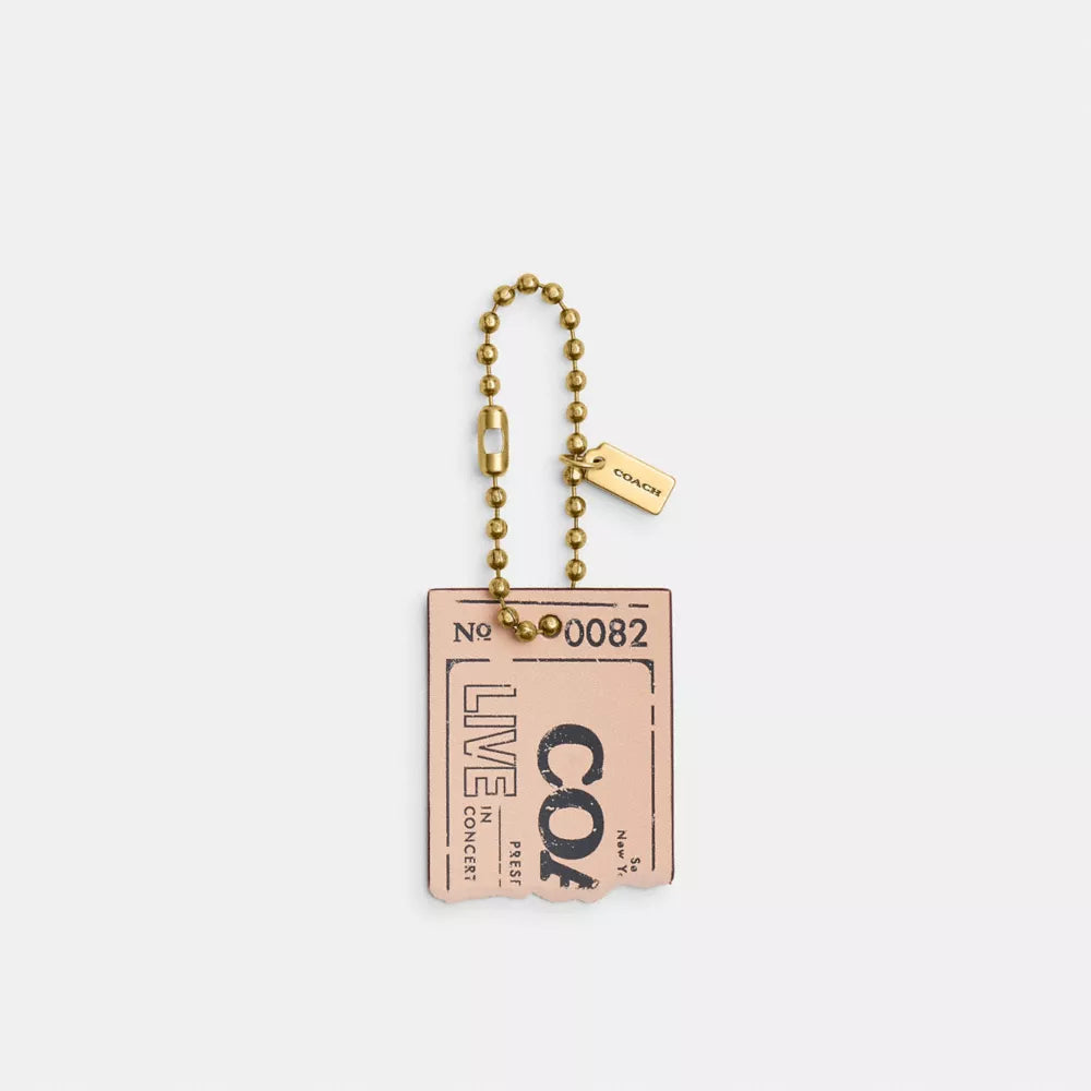 Live In Concert Concert Ticket Bag Charm - Brass/Light Pink