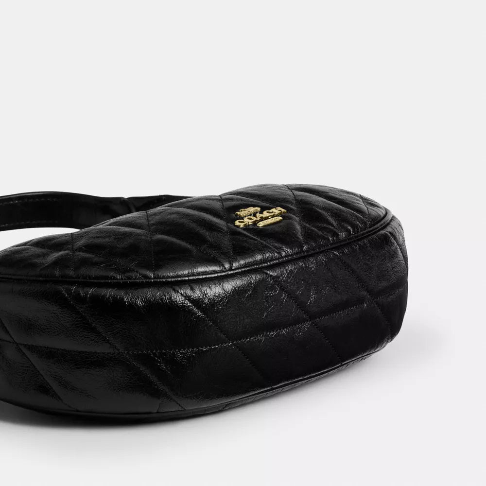 Emily Shoulder Bag With Quilting - Crinkle Leather/Gold/Black