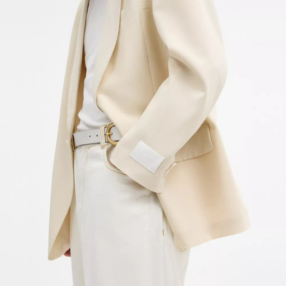 Yarn Dye Shawl Collar Blazer - Ivory