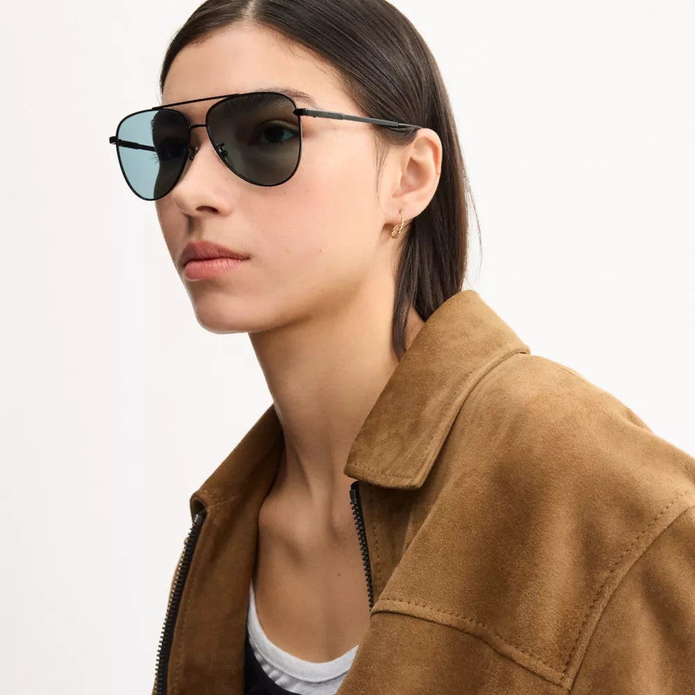 C Hardware Metal Pilot Sunglasses - Black/Blue