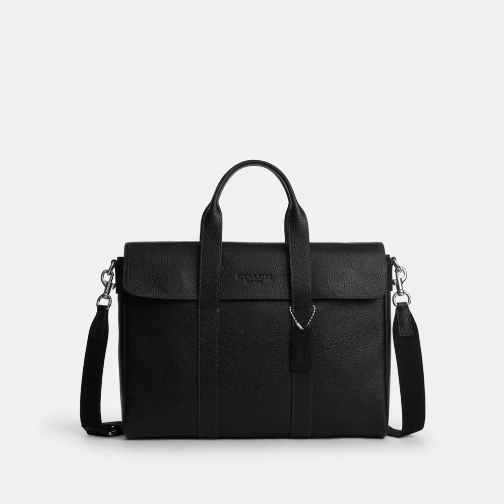 Sullivan Portfolio Brief - Pebbled Leather/Silver/Black