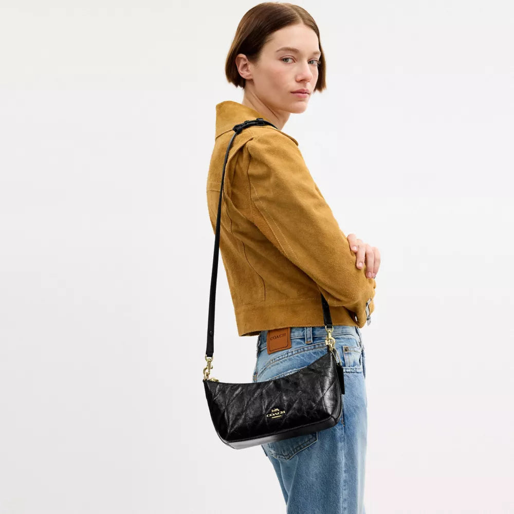 Caitlin Shoulder Bag With Quilting - Gold/Black