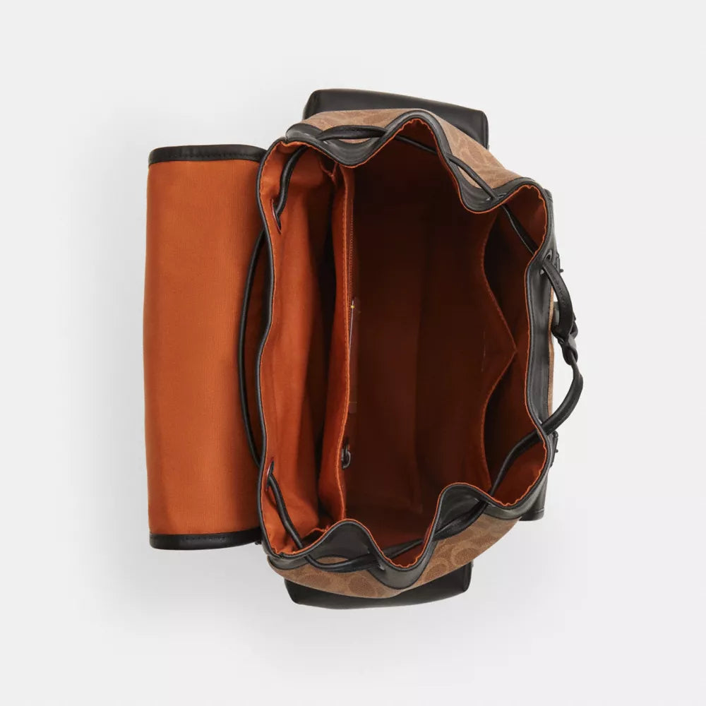 Sprint Backpack In Signature Canvas - Signature Canvas/Matte Black/Tan Black